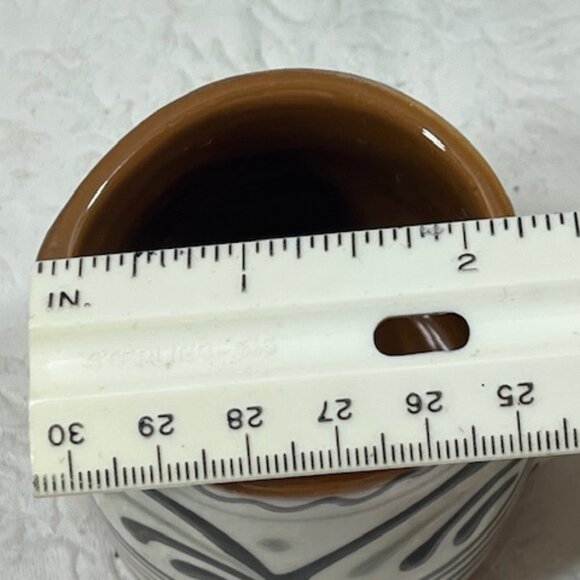 VTG Mini Ceramic Brown White Handmade Pitcher w/Handle 2.75" Tall From Ukraine - Picture 10 of 12